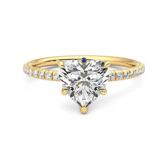 Heart Shaped Moissanite Engagement Ring with Hidden Anniversary Stone Accent - MSBLUE Jewelry