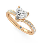 Love Style Heart Shaped Moissanite Engagement Ring with Hidden Anniversary Stone Accent - MSBLUE Jewelry