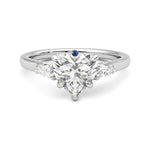 Three Stone Heart Shaped Moissanite Engagement Ring with Hidden Anniversary Stone Accent - MSBLUE Jewelry