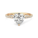 Heart Shaped Moissanite Engagement Ring with Hidden Halo and Anniversary Stone Accent - MSBLUE Jewelry