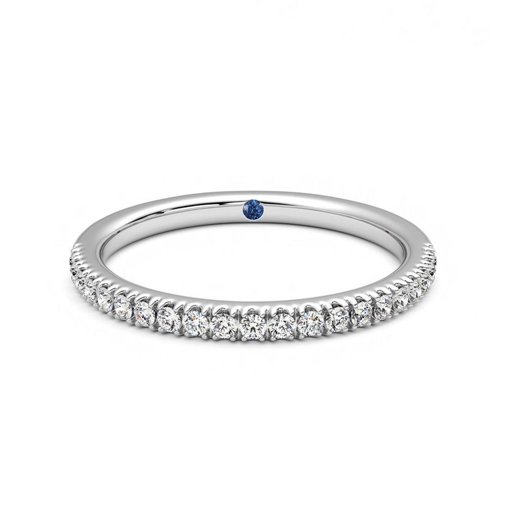 Classic Pavé Moissanite Wedding Band with Anniversary Stone Accent - MSBLUE Jewelry