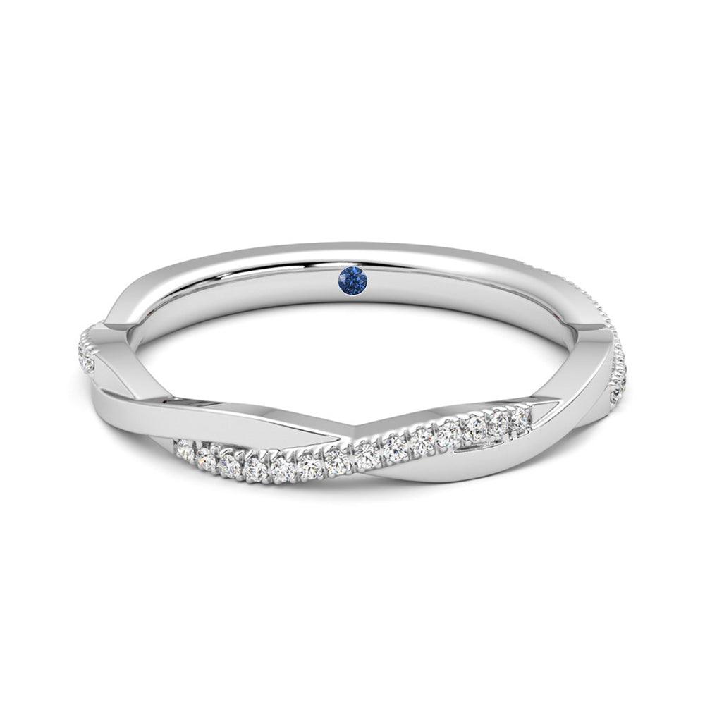 Twisted Pavé Moissanite Wedding Band with Anniversary Stone Accent - MSBLUE Jewelry