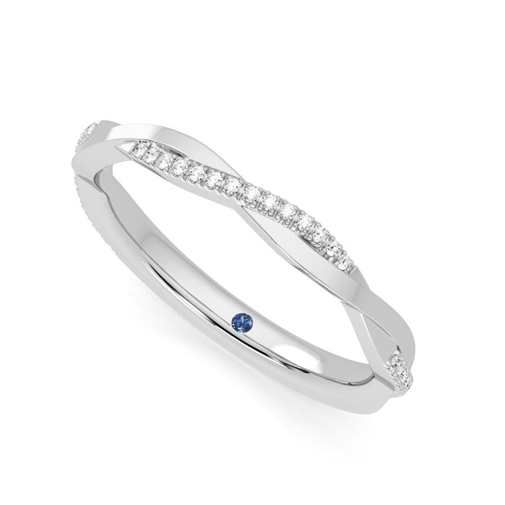 Twisted Pavé Moissanite Wedding Band with Anniversary Stone Accent - MSBLUE Jewelry