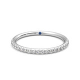 Half Eternity Pavé Set Moissanite Wedding Band with Anniversary Stone Accent - MSBLUE Jewelry