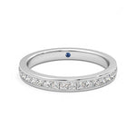 Half Eternity Channel Set Princess Cut Moissanite Wedding Band with Anniversary Stone Accent - MSBLUE Jewelry