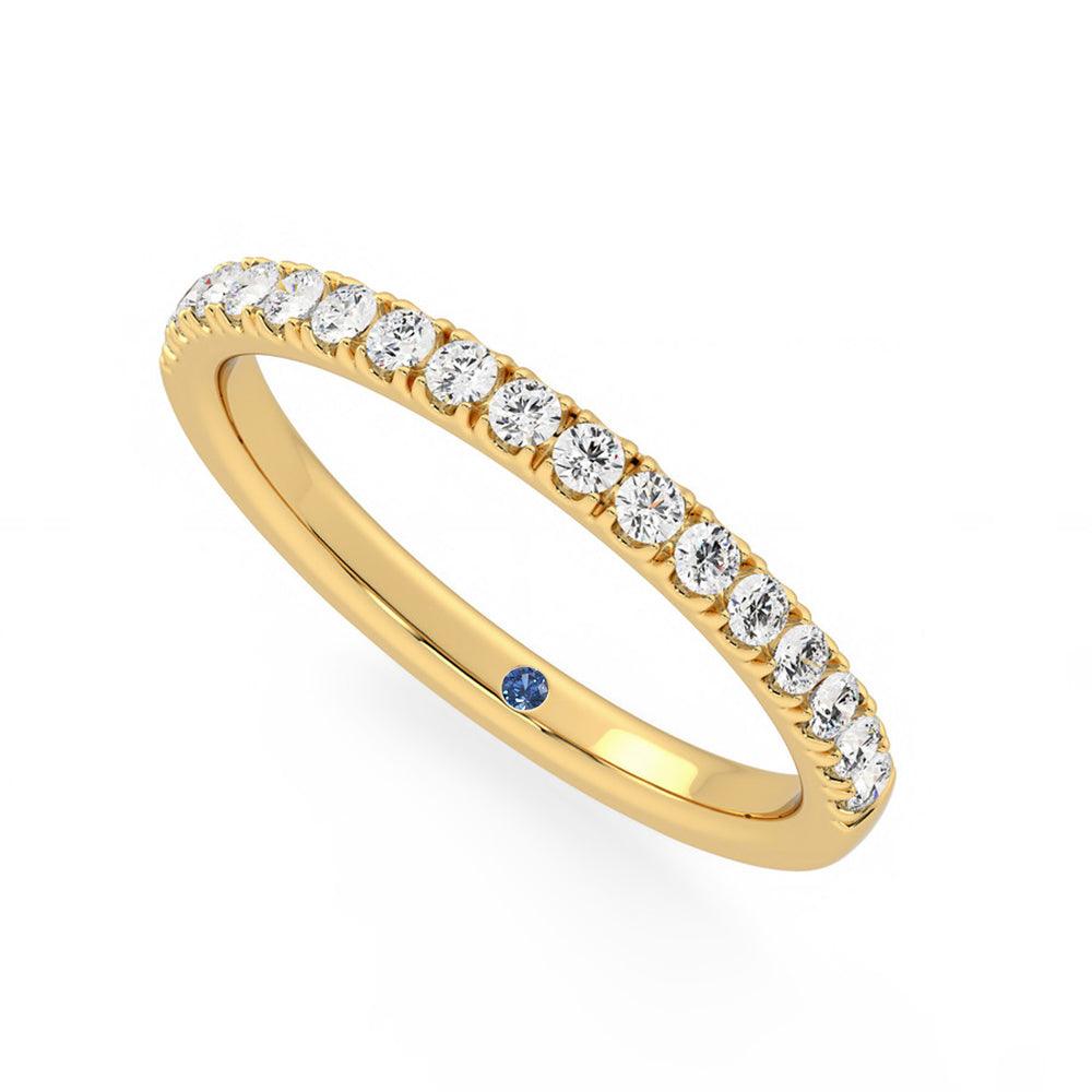 Classic Pavé Set Moissanite Wedding Band with Anniversary Stone Accent - MSBLUE Jewelry