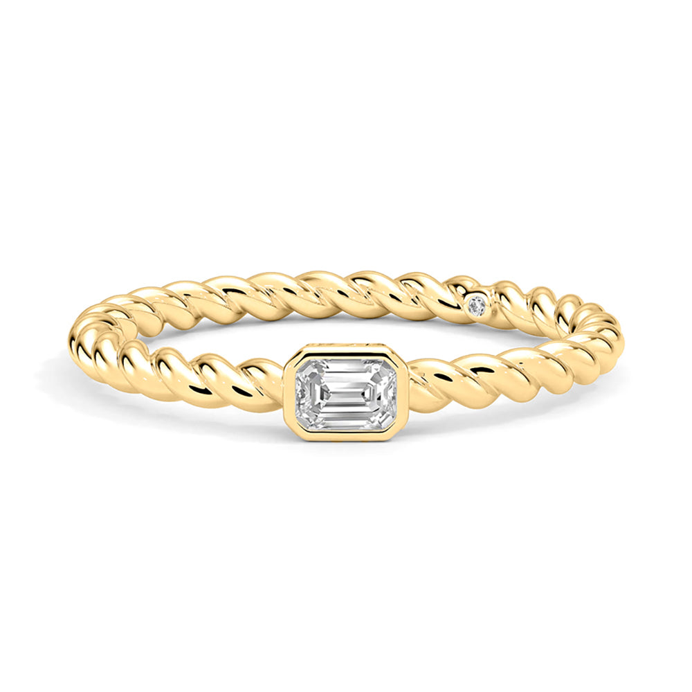 Emerald Cut Lab Grown Diamond Rope Promise Ring