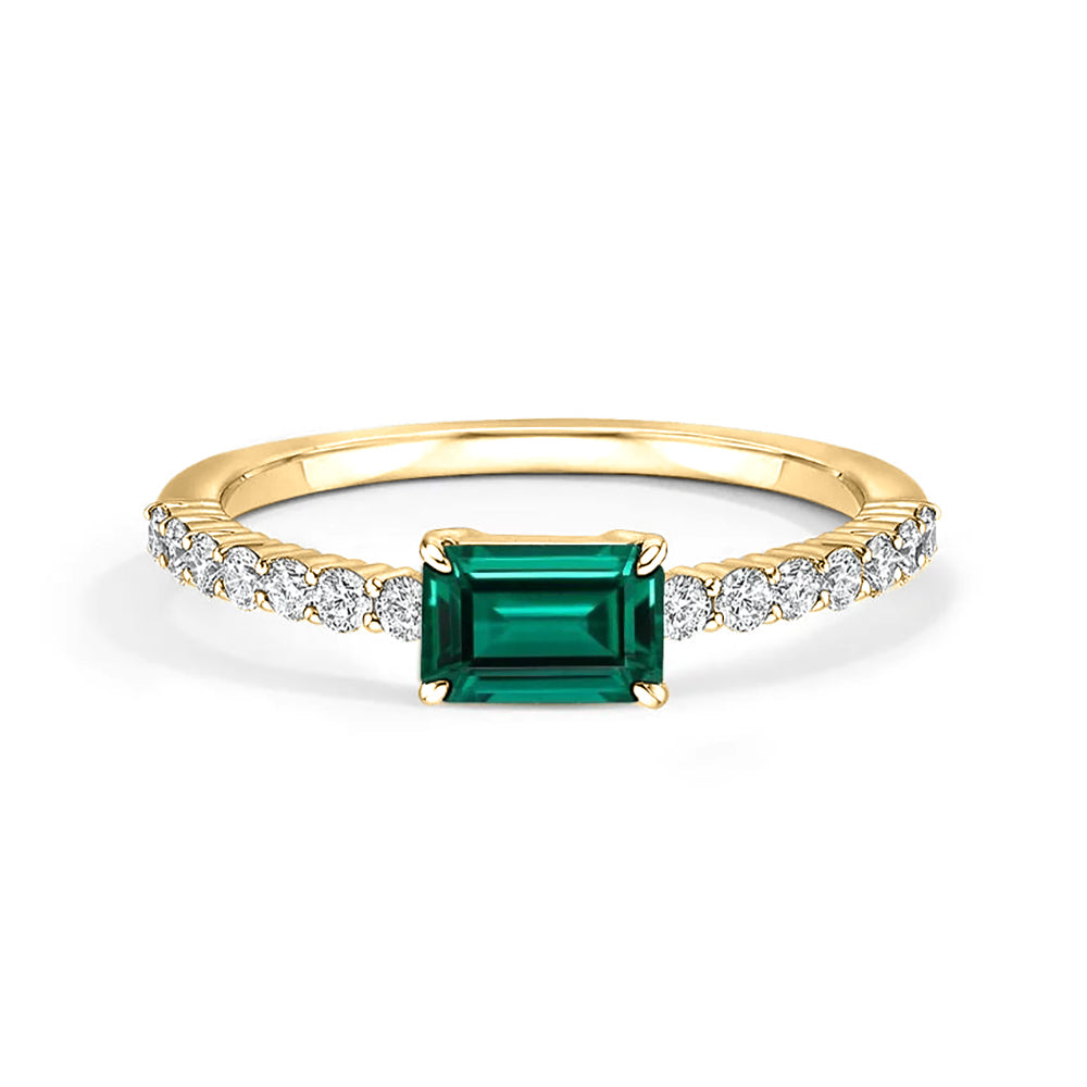 Lab Grown Emerald and Diamond Promise Ring