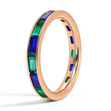 Channel Set Baguette Lab Sapphire and Lab Emerald Promise Ring Band