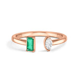 Lab Grown Emerald and Diamond Toi et Moi Open Promise Ring