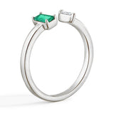 Lab Grown Emerald and Diamond Toi et Moi Open Promise Ring