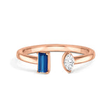 Lab Grown Sapphire and Diamond Toi et Moi Open Promise Ring