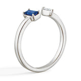 Lab Grown Sapphire and Diamond Toi et Moi Open Promise Ring