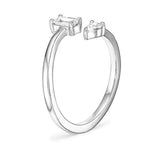 Lab Grown Pear and Emerald Cut Diamond Toi et Moi Promise Ring