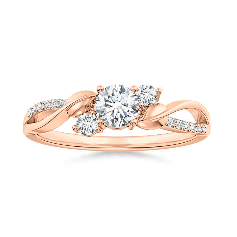 Three Stone Lab-Grown Diamond Twisted Vine Promise Ring