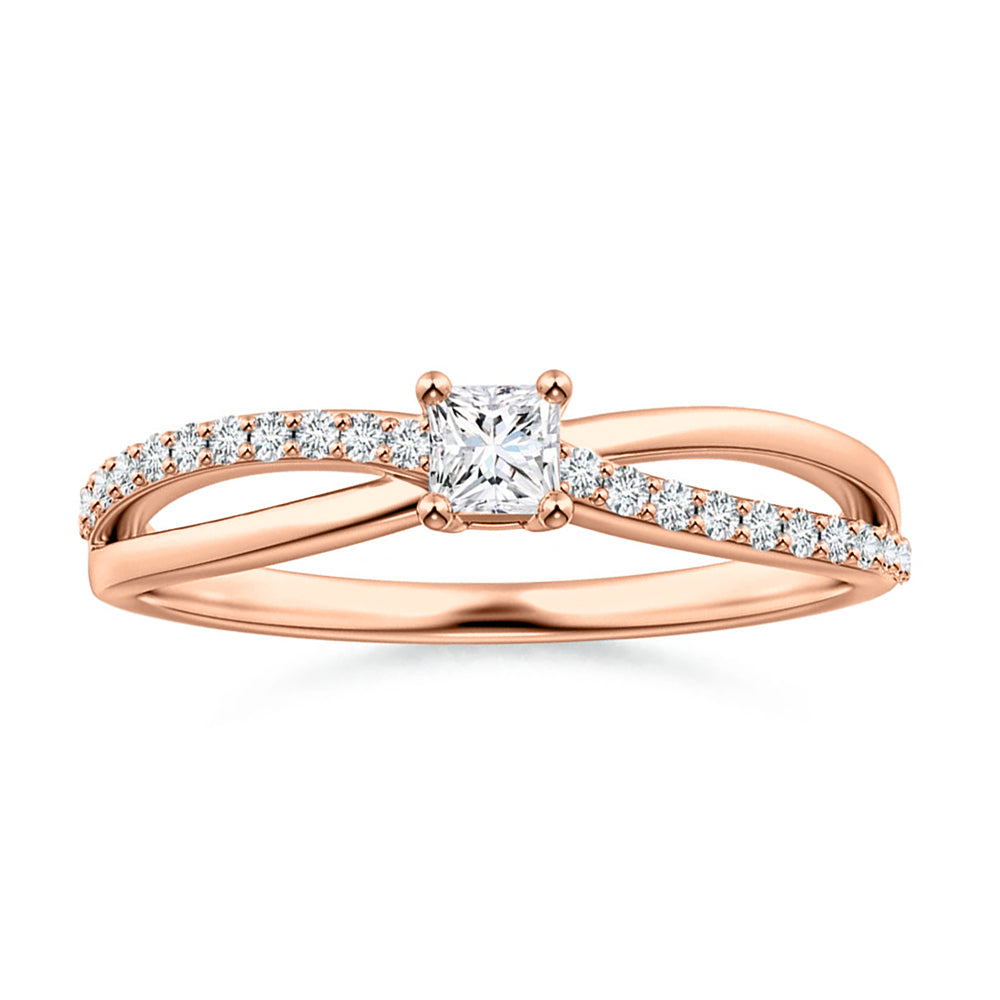 Princess-Cut Lab Grown Diamond Split Shank Promise Ring