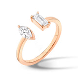 Baguette and Marquise Lab Grown Diamond Toi et Moi Promise Ring