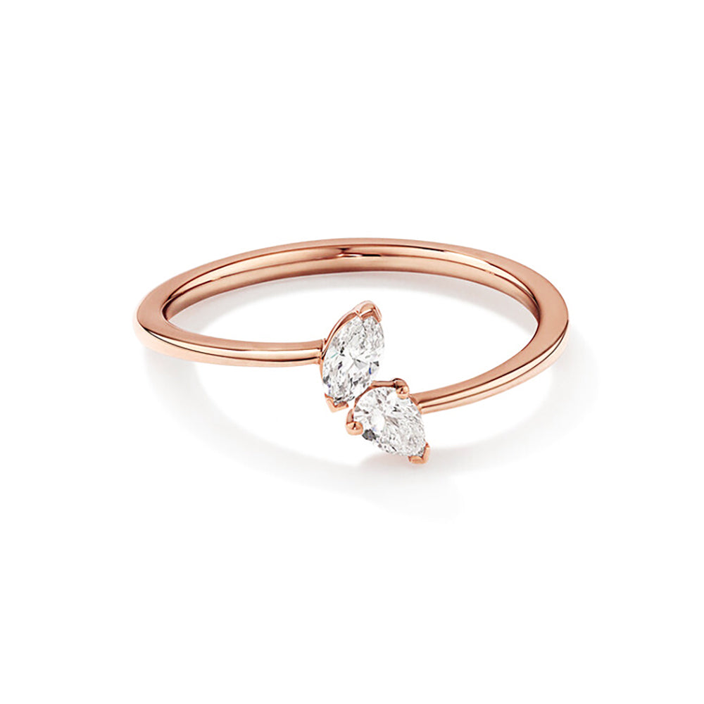 Marquise and Pear Cut Lab-Grown Diamond Toi et Moi Promise Ring