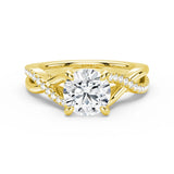 Round Moissanite Twisted Band Engagement Ring with Hidden Accents