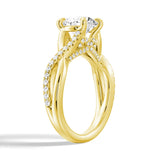 Round Moissanite Twisted Band Engagement Ring with Hidden Accents