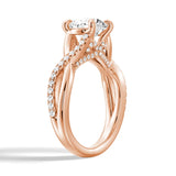 Round Moissanite Twisted Band Engagement Ring with Hidden Accents