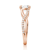 Round Moissanite Twisted Band Engagement Ring with Hidden Accents