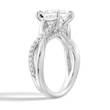 Princess Cut Moissanite Twisted Band Engagement Ring with Hidden Accents