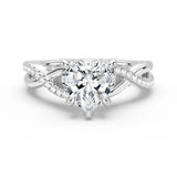 Heart Shaped Moissanite Twisted Band Engagement Ring with Hidden Accents