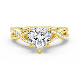 Heart Shaped Moissanite Twisted Band Engagement Ring with Hidden Accents