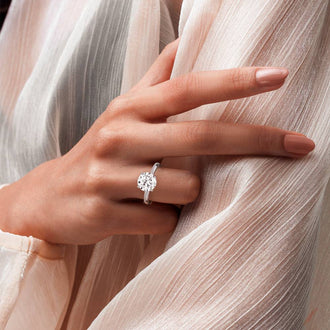 Classic Round Solitaire Brilliant Moissanite Engagement Ring - MSBLUE JEWELRY