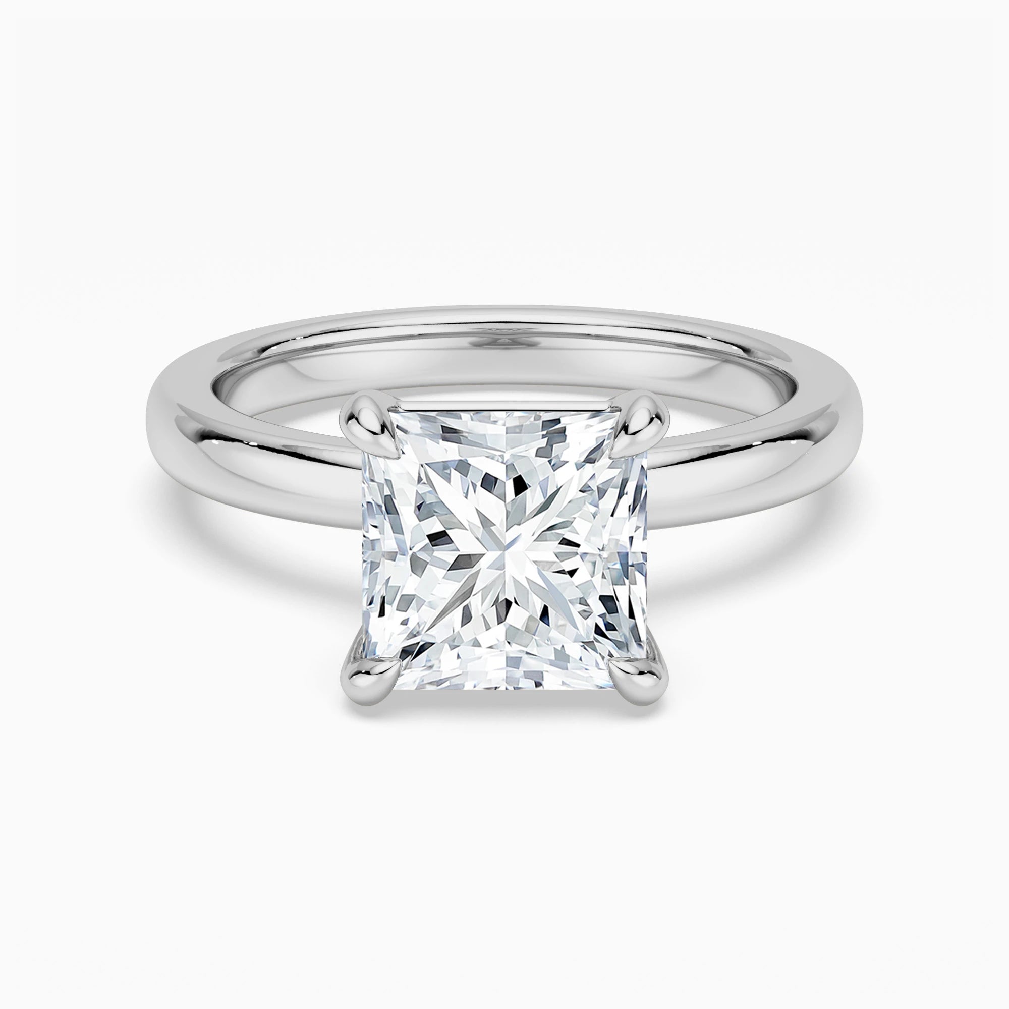 Classic Solitaire Princess Cut Moissanite Engagement Ring