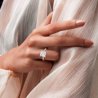 Classic Solitaire Princess Cut Moissanite Engagement Ring - MSBLUE JEWELRY
