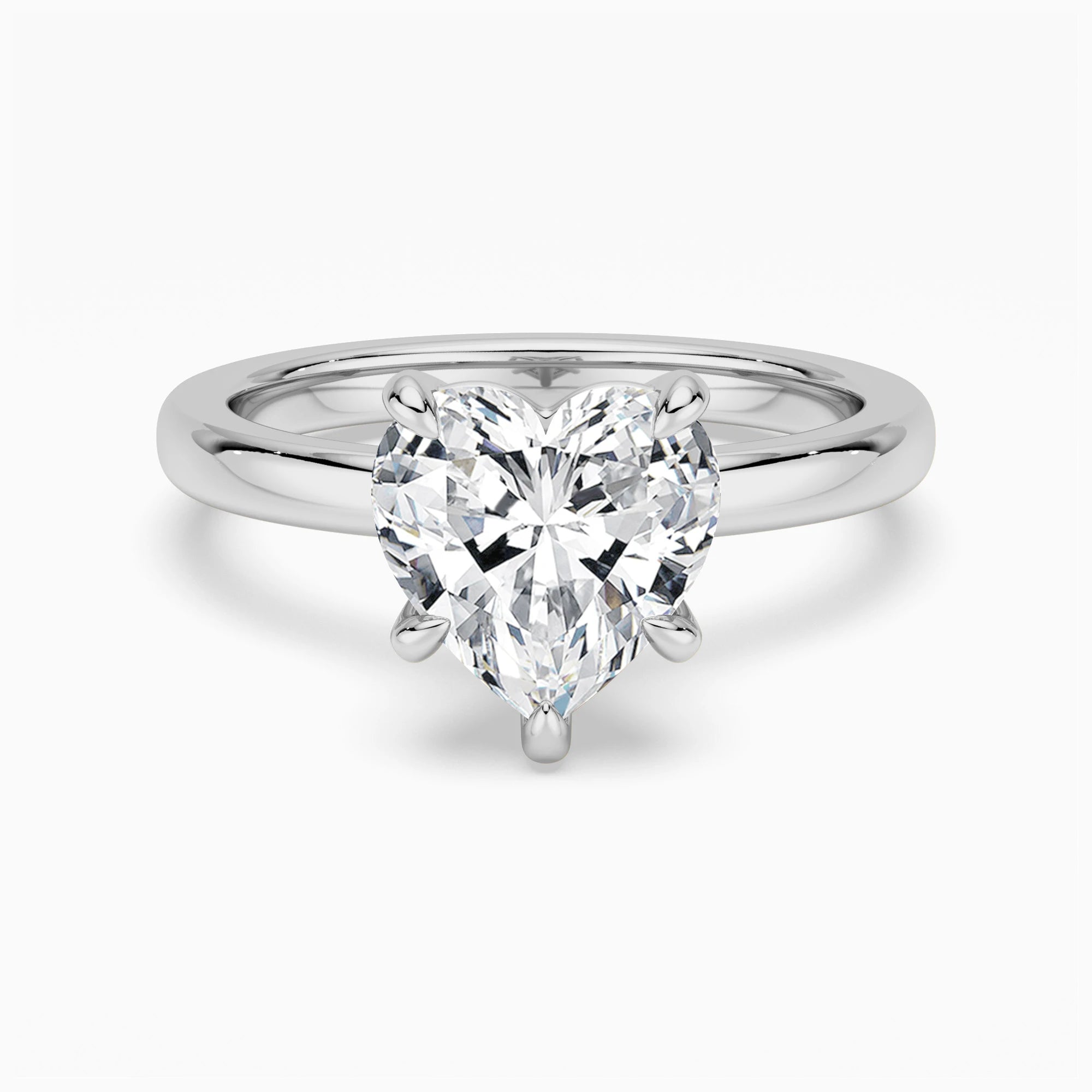 Classic Solitaire Heart Shaped Moissanite Engagement Ring