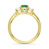 Lab Grown Emerald and Princess Cut Diamond Three Stone Ring