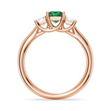 Lab Grown Emerald and Princess Cut Diamond Three Stone Ring