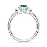 Lab Grown Emerald and Princess Cut Diamond Three Stone Ring