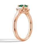 Lab Grown Emerald and Princess Cut Diamond Three Stone Ring
