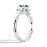 Lab Grown Emerald and Princess Cut Diamond Three Stone Ring