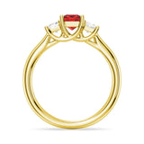 Lab Grown Ruby and Princess Cut Diamond Three Stone Ring