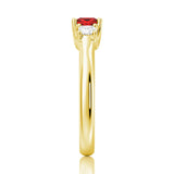 Lab Grown Ruby and Princess Cut Diamond Three Stone Ring