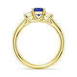 Lab Grown Sapphire and Princess Cut Diamond Three Stone Ring