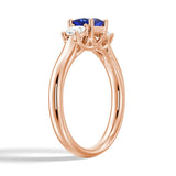 Lab Grown Sapphire and Princess Cut Diamond Three Stone Ring