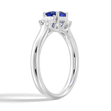 Lab Grown Sapphire and Princess Cut Diamond Three Stone Ring