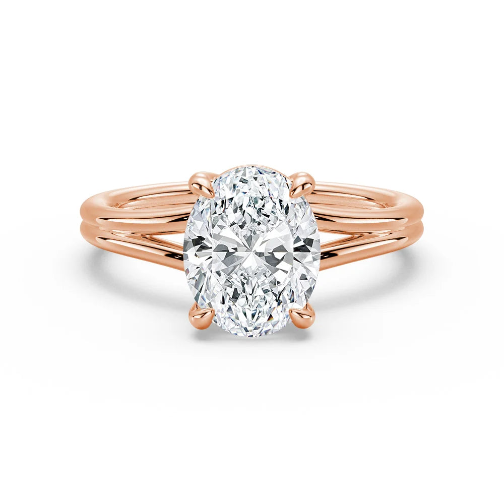 Classic Oval Solitaire Engagement Ring with Split Shank