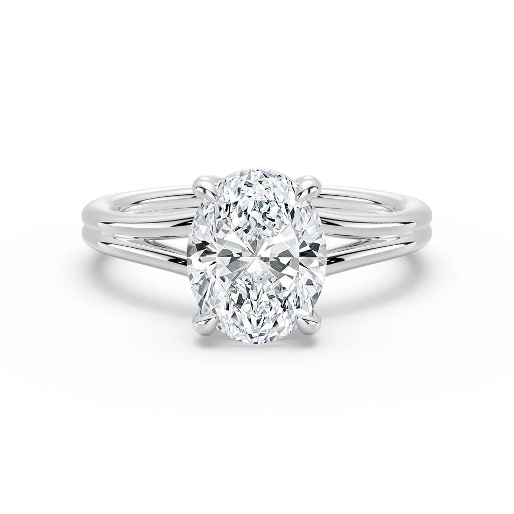 Classic Oval Solitaire Engagement Ring with Split Shank