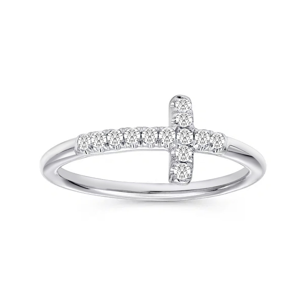Modern Cross Lab Grown Diamond Accent Ring