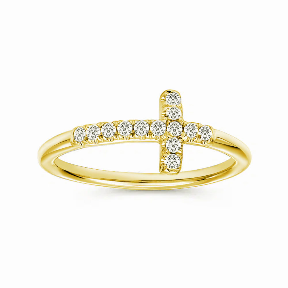 Modern Cross Lab Grown Diamond Accent Ring