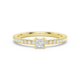 Princess Cut Lab Grown Diamond Promise Ring with Half Eternity Band