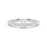 Princess Cut Lab Grown Diamond Promise Ring with Half Eternity Band