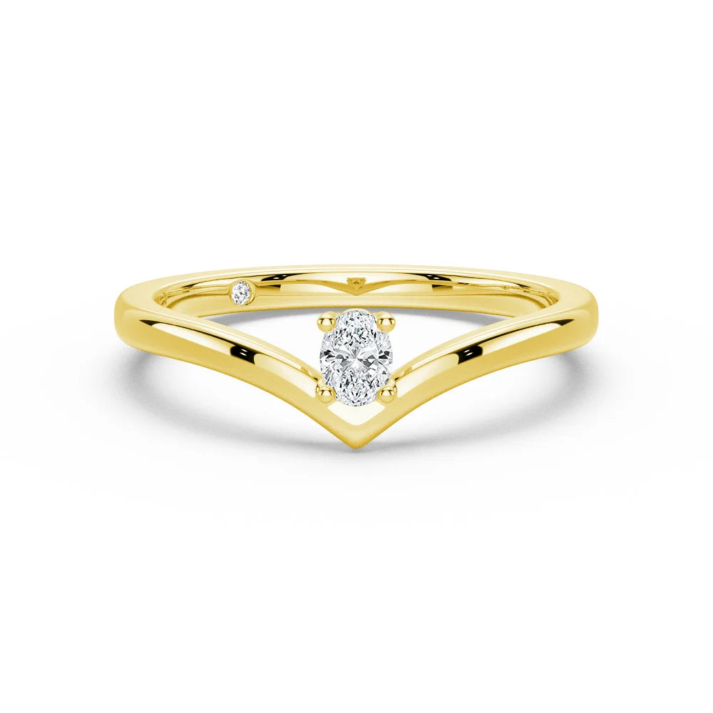 V Shaped Oval Lab Grown Diamond Solitaire Ring